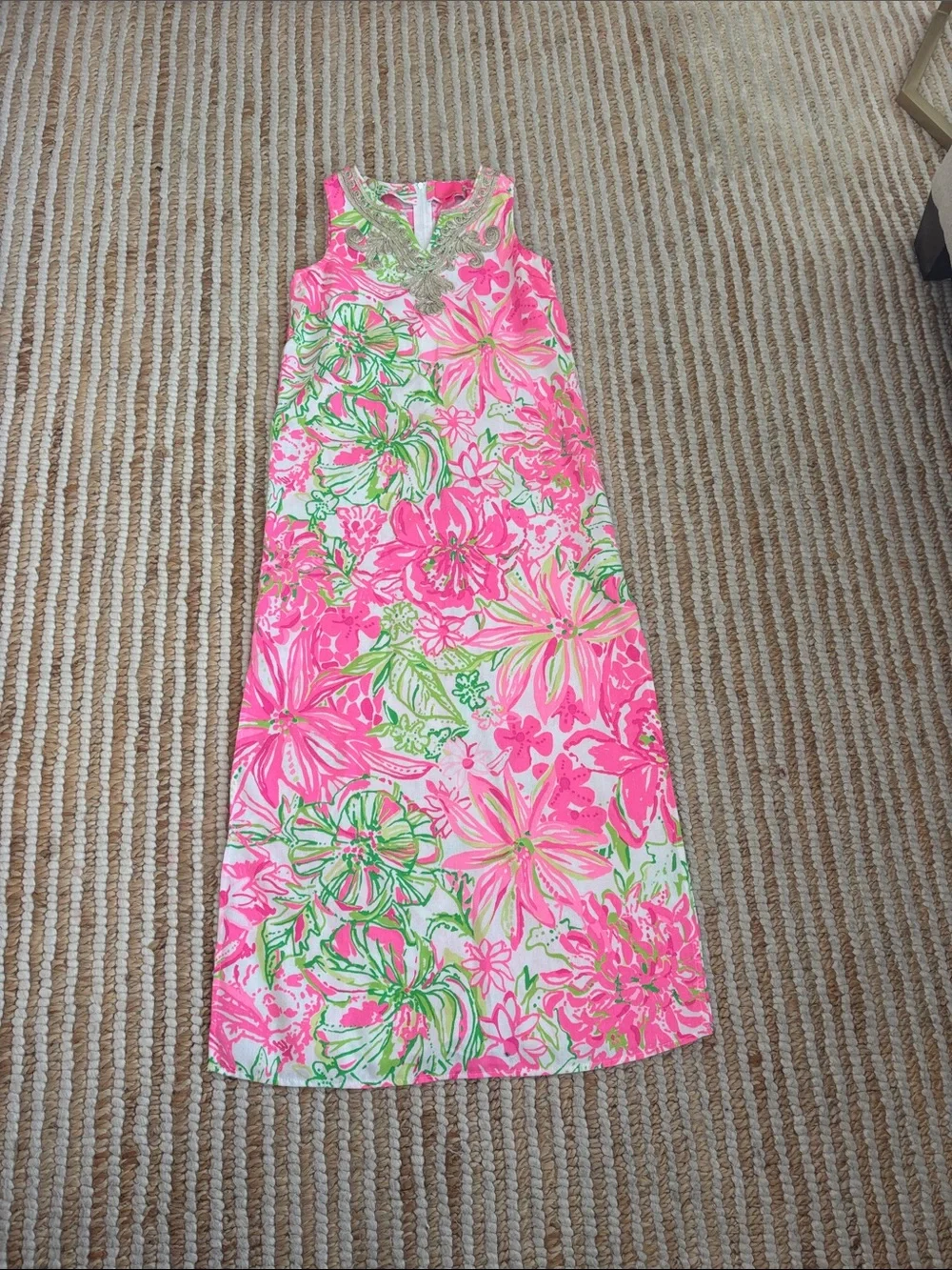 Lilly Pulitzer Pink and Green Floral Maxi Dress